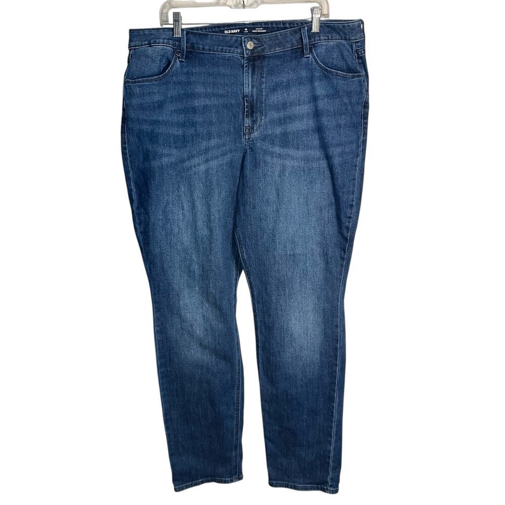 Old Navy Wow Straight High Rise Jeans Sz 18 Long Blue Stretch Denim Classic Fit